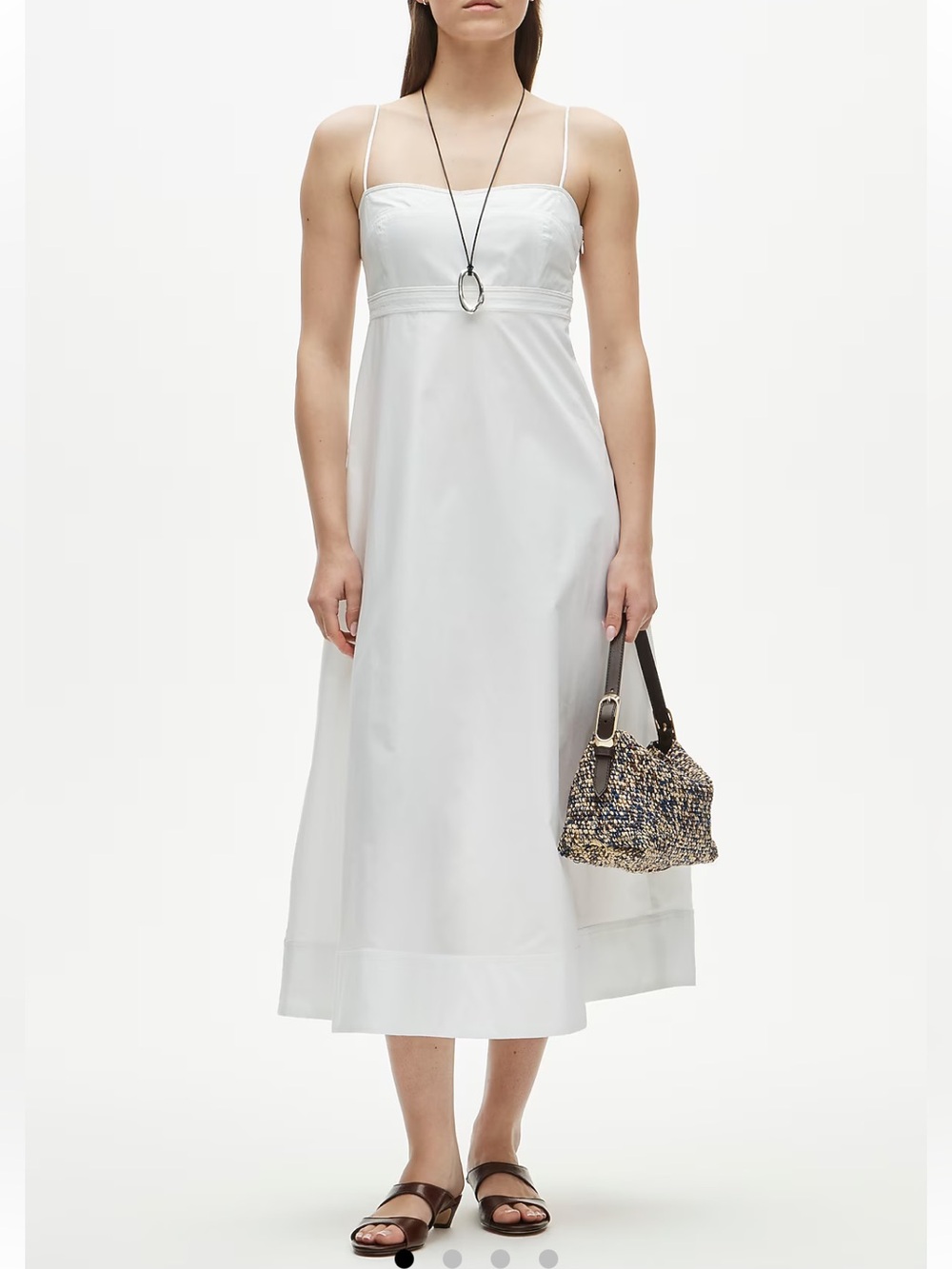 NWT J.Crew Empire-Waist Dress in Cotton Poplin White Size 16 Spaghetti Straps